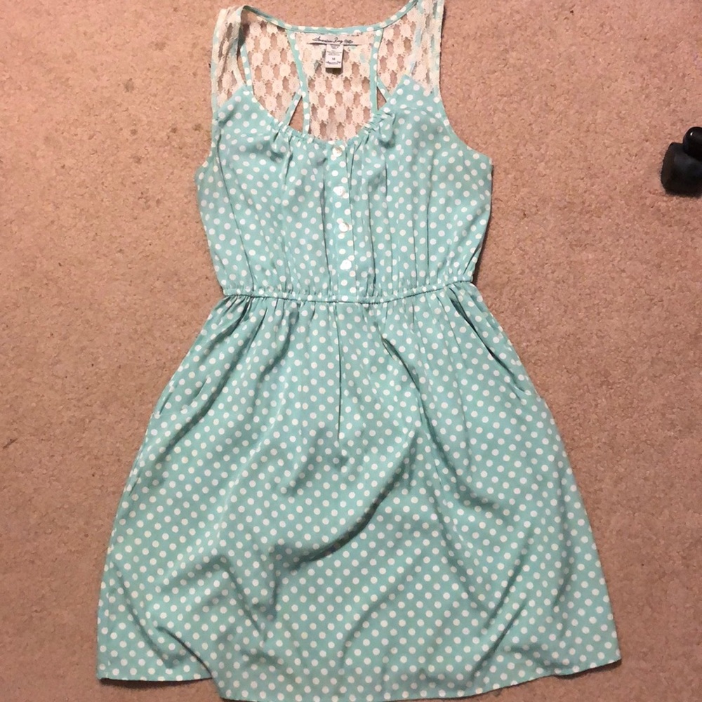 Mint green polka dot sun dress